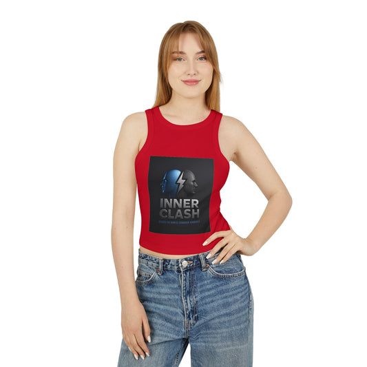 Edgy Graphic Crop Tank Top - 'INNER CLASH' Tee, Women's Gym Wear, Festival Outfit, Summer Casual, Gift for Her, Everyday Style